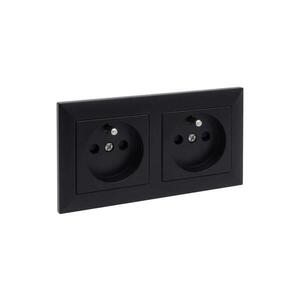 Legrand - Dvojitá zásuvka domovní s rámečkem SUNO 250V černá LR0077+LR0065+LR0065 obraz