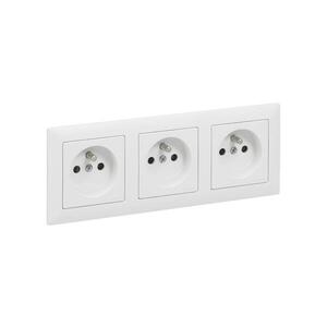 Legrand - Trojitá zásuvka domovní s rámečkem SUNO 250V bílá LR0078+LR0081+LR0081+LR0081 obraz
