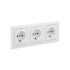 Legrand - Trojitá zásuvka domovní SCHUKO s rámečkem SUNO 250V bílá LR0078+LR0117+LR0117+LR0117 obraz