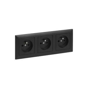 Legrand - Trojitá zásuvka domovní s rámečkem SUNO 250V černá LR0094+LR0065+LR0065+LR0065 obraz