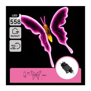 B.V. - LED Venkovní dekorace 558xLED 90 cm IP44 motýl/růžová B10303AGGP obraz