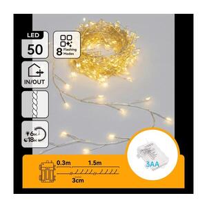 B.V. - LED Venkovní vánoční řetěz 50xLED/8 funkcí 3xAA 1, 8m IP44 teplá bílá B103033WH obraz