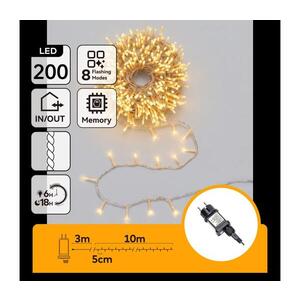 B.V. - LED Venkovní vánoční řetěz 200xLED/8 funkcí 13m IP44 teplá bílá B10303ABLX obraz