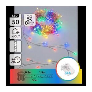 B.V. - LED Venkovní vánoční řetěz 50xLED/8 funkcí 3xAA 1, 8m IP44 multicolor B103033WJ obraz