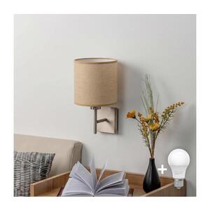 BRILAGI - LED Nástěnné svítidlo NUBILA 1xE27/60W/230V matný chrom/světle hnědá EG32507+BG1584 obraz
