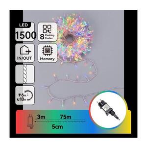 B.V. - LED Venkovní vánoční řetěz 1500xLED/8 funkcí 78m IP44 multicolor B10303AFRB obraz