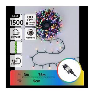 B.V. - LED Venkovní vánoční řetěz 1500xLED/8 funkcí 78m IP44 multicolor B10303AFRT obraz