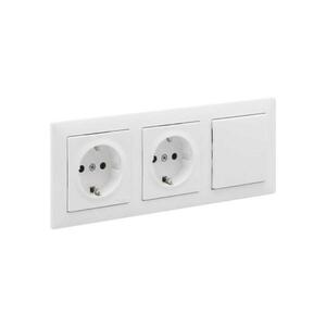 Legrand - Dvojitá zásuvka domovní SCHUKO a jednop vyp č. 1 s rám SUNO 250V bílá LR0078+LR0117+LR0117+LR0086 obraz