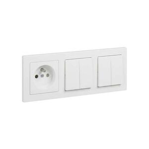 Legrand - 2x Dvojitý sériový vypínač č. 5 a zásuvka domovní s rám SUNO 250V bílá LR0078+LR0081+LR0087+LR0087 obraz