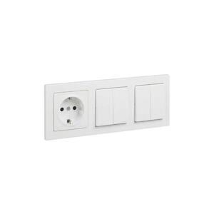 Legrand - 2x Dvojitý vypínač č. 5 a zásuvka domovní SCHUKO s ráme SUNO 250V bílá LR0078+LR0117+LR0087+LR0087 obraz