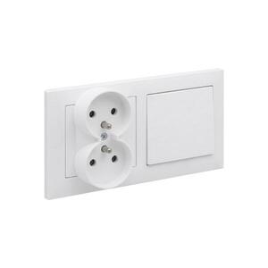 Legrand - Dvojitá zásuvka domovní a jednopólový vypína č. 1 s rám SUNO 250V bílá LR0093+LR0082+LR0086 obraz