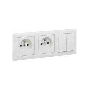Legrand - Dvojitá zásuvka domovní a dvojitý vypínač č. 5 s rám SUNO 250V bílá LR0078+LR0081+LR0081+LR0087 obraz
