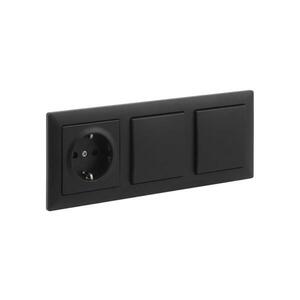 Legrand -Dvojitý jednopólový vypínač č. 1 a dom zás SCHUKO s rám SUNO 250V černá LR0094+LR0118+LR0070+LR0070 obraz