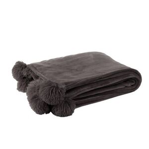 Taupe plyšový pléd Pompom s bambulemi - 130*170cm 77488 obraz