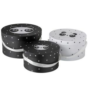 Sada 3papírových kulatých boxů Panda - Ø32*18cm 94015 obraz