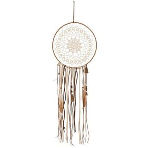 Hnědý lapač snů s korálky a peříčky Boho - Ø 25*78cm 2822 obraz