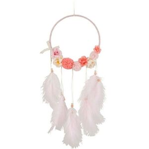 Růžový lapač snů s peříčky Feathers - Ø 20*54cm 2806 obraz
