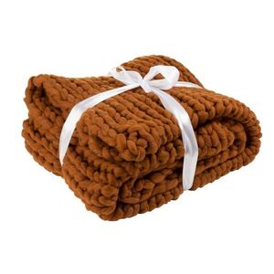 Pletený hnědý pléd Tricot orange brown - 152*127 cm 7264 obraz