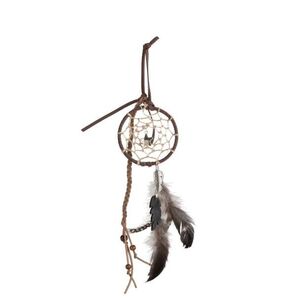 Hnědý lapač snů s korálky a peříčky Feathers - Ø 8*35cm 87520 obraz