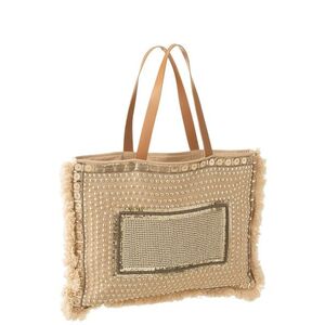 Béžová taška / kabela s ozdůbkami a třásněmi Ibiza - 49*3*56cm 12978 obraz