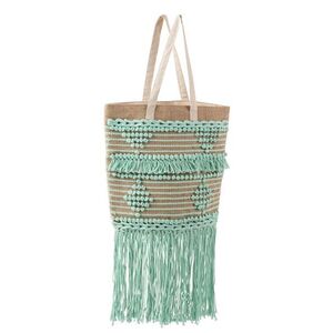 Béžovo - mintová kabela Boho s třásněmi - 40*45*102cm 94935 obraz