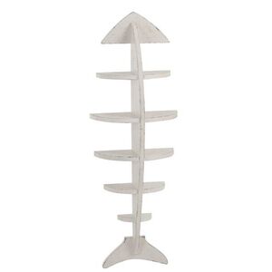 Bílá dřevěná nástěnná police ve tvaru ryby Fish - 35*18*102 cm 93622 obraz