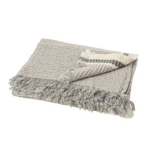 Šedý vaflovitý pléd s pruhem a třásněmi Stripe - 130*170 cm 12946 obraz