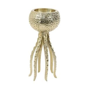 Zlatý kovový svícen Octopus S - Ø 13*25 cm 6037398 obraz