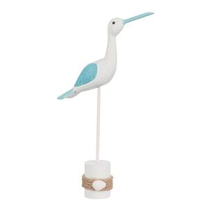 Dekorace modro-bílý dřevěný ptáček Břehouš - 23*6*36 cm 83482 obraz