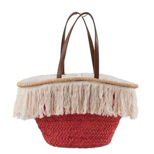 Tmavě růžová plážová taška/ košík s třásněmi Beach tassel - 48*18*30cm 93738 tmavě růžová obraz