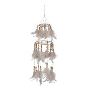 Přírodní lapač snů s lososovými peříčky Boho Feathers - Ø 13*50cm 93685 obraz