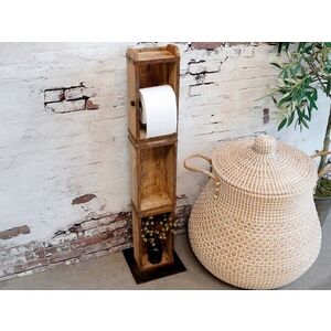 Dřevěný hnědý antik stojan na toaletní papír Brick Moulds - 15*95*10 cm 41048300 (41483-00) obraz