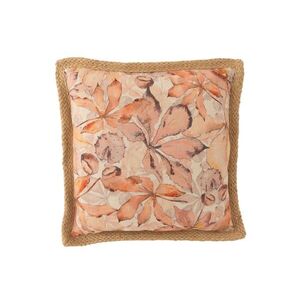 Béžový polštář s listy a hnědým lemem Garden - 49*49cm 12984 obraz