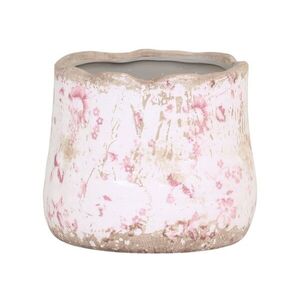 Keramický obal na květináč s růžovými kvítky Floral Cannes - Ø11*10cm 65510-19 obraz