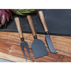 3ks černá sada na sýry s dřevěnou rukojetí Cheese - 17cm 61497-24 obraz