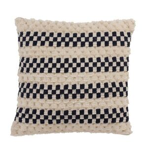 Krémovo - modrý polštář s kostkou Checkers - 45*45cm 3123 obraz