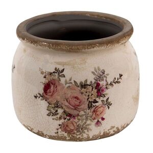Keramický obal na květináč s růžemi Rosien - Ø10*9 cm 6CE1419S obraz