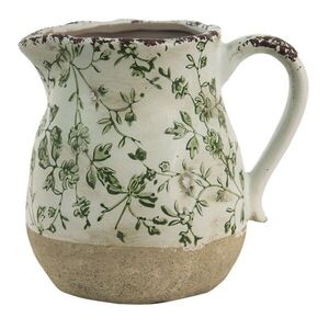 Keramický dekorační džbán se zelenými květy Jenia M - 16*13*15 cm 6CE1386M obraz
