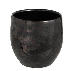 Kouřovo-stříbrný antik keramický květináč Smokey - Ø 18*18cm 98626 obraz