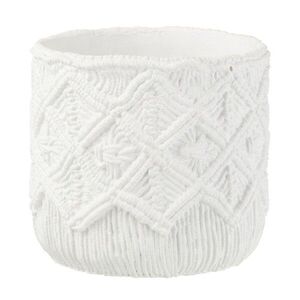 Bílý cementový květináč s drhaným vzorem Scrubb - Ø20*18 cm 20287 obraz