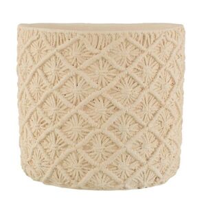 Béžový cementový květináč s drhaným vzorem Ibiza Macramé - Ø30*28 cm 18099 obraz
