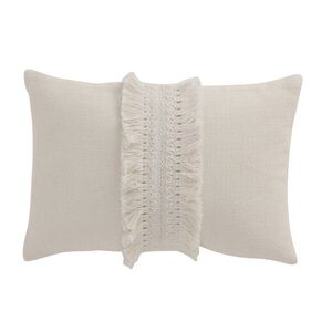 Krémový bavlněný polštář s třásněmi Fransen white off - 42*5*31cm 3051 obraz