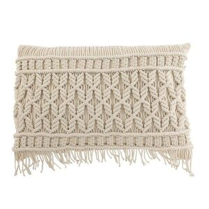 Přírodně bílý polštář s drhaným vzorem Macramé Cosy - 60*15*40 cm 23148 obraz