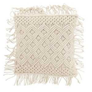 Přírodně bílý polštář s drhaným vzorem Macramé Cosy - 50*12*50 cm 23147 obraz