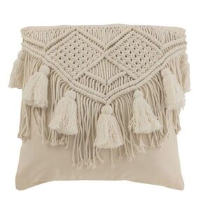 Přírodní polštář s drhaným vzorem a střapci Macramé Cosy - 45*17*45 cm 23145 obraz