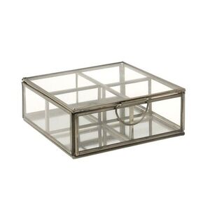 Skleněná šperkovnice s bronzovým antik lemem Alexandra antique - 14*14*5, 5 cm 6904463 obraz