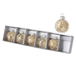 Set 6ks závěsná skleněná ozdoba se suchými květy uvnitř - Ø 4cm P833135 obraz