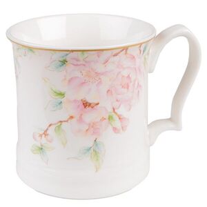 Porcelánový hrnek s růžovými květy Rosa - 13*9*9 cm / 414 ml 6CEMU0126 obraz