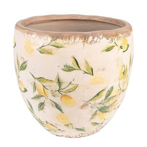 Béžový keramický obal na květináč s citróny Lemonio L - Ø19*19 cm 6CE1529L obraz