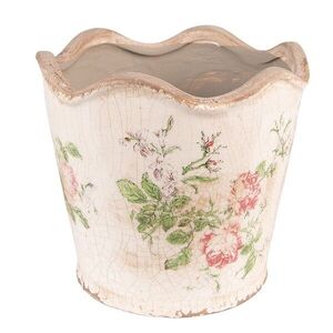 Keramický obal na květináč s růžemi a vlnitým okrajem Rossia M - Ø16*14 cm 6CE1537M obraz